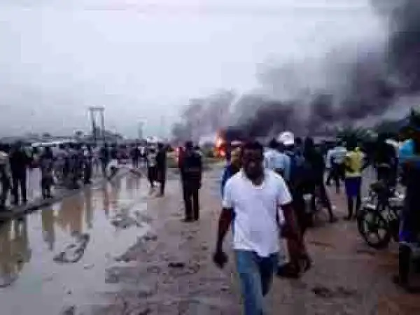 Two Burnt To Death As Petrol Tanker Fails Brake, Explodes Along Yenagoa Junction, Bayelsa (Photos)